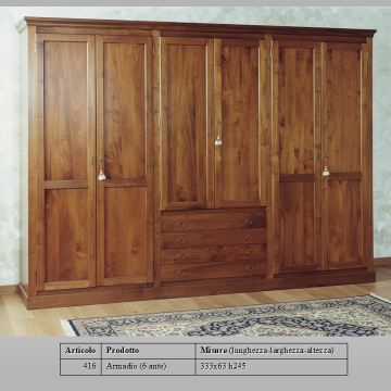 armadio noce massello 6 porte