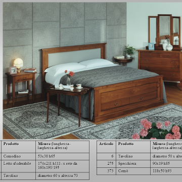 letto noce con cassetti