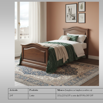 Letto singolo legno massello