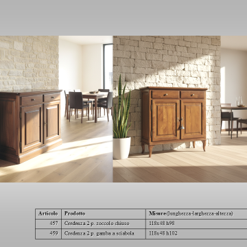 Credenza 2 porte in noce massello