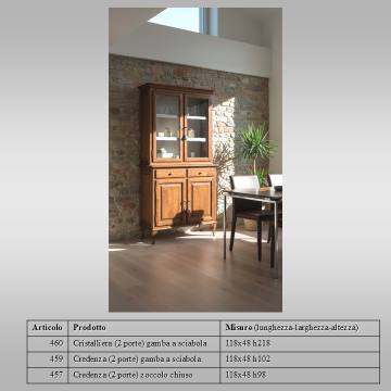 Credenza e cristalliera in noce massello