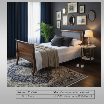 Letto singolo barchetta noce